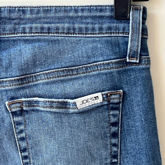 $185 Joe’s Jeans 29 Mid-rise Skinny Ankle Ripped Knee Raw Hem Distressed Logo - Picture 6 of 6